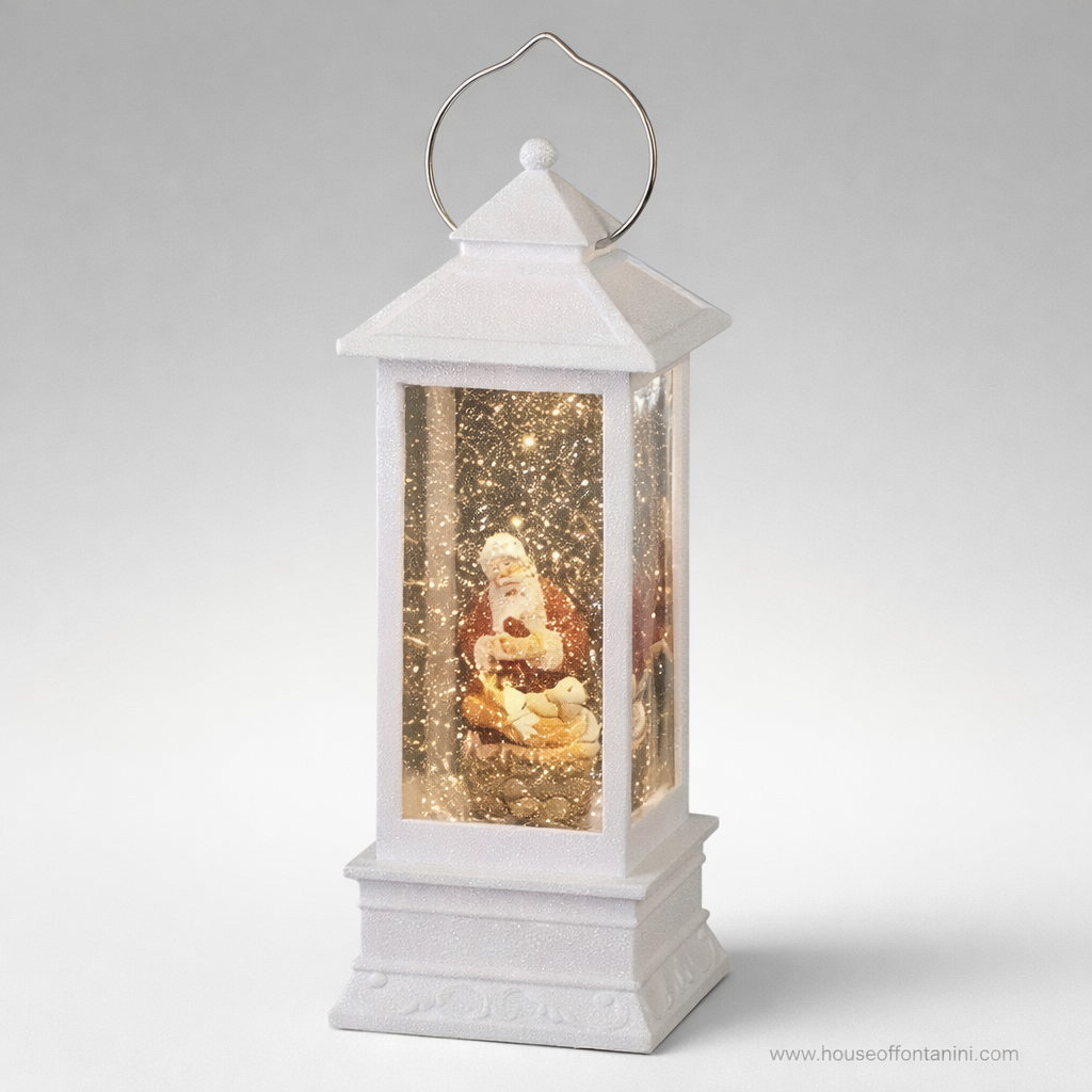 11" Kneeling Santa Confetti Lights Lantern #131184 - SALE